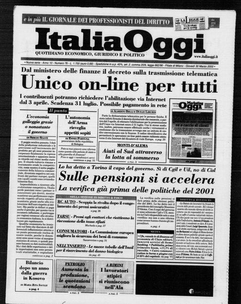 Italia oggi : quotidiano di economia finanza e politica